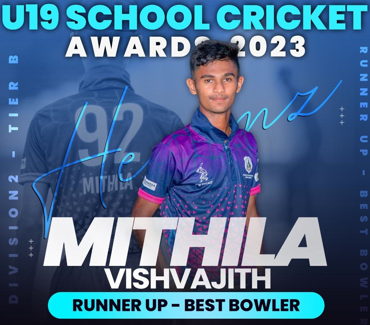 U19 School Cricket Runner-Up Mithila Vishvajith